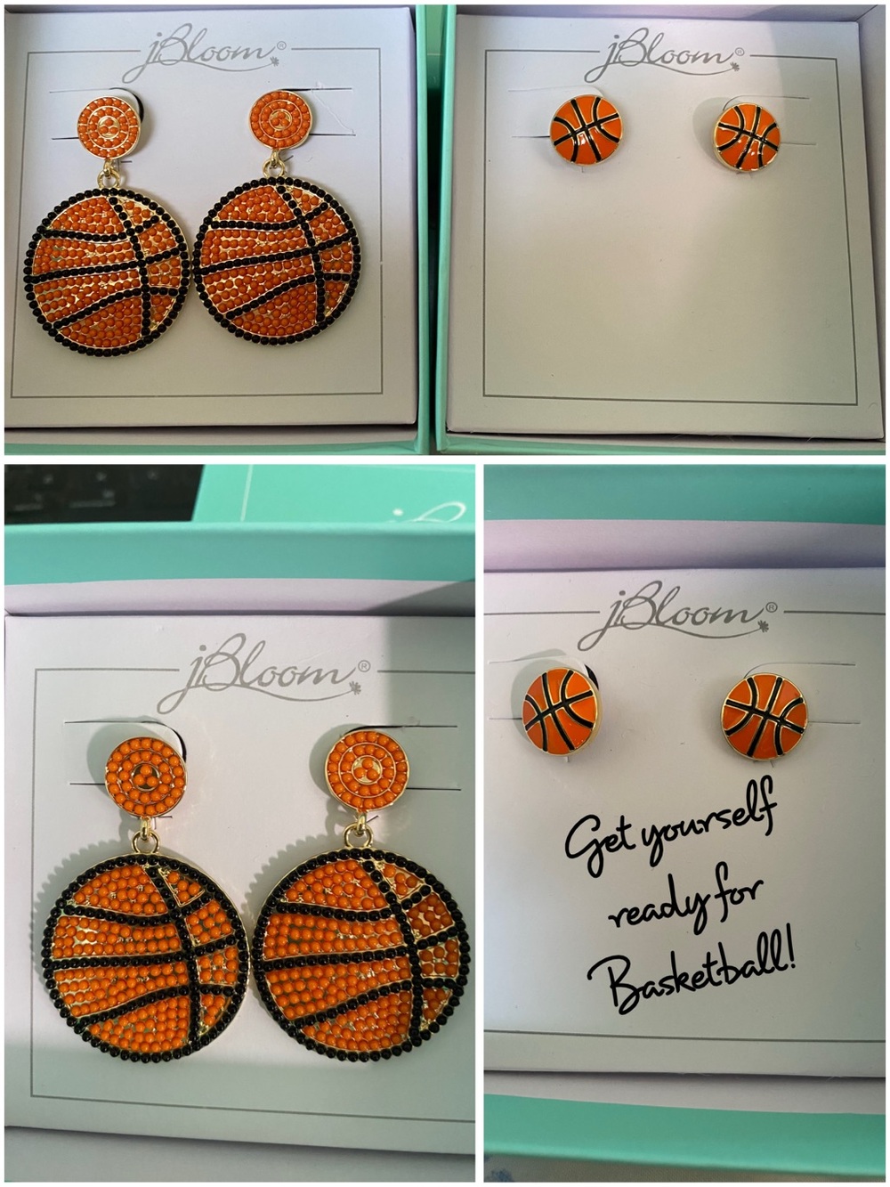 jBloom Basketball Earrings Set - Orange and Black